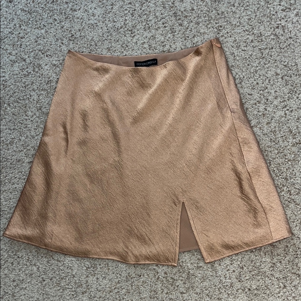 Gold Satin Skirt - M